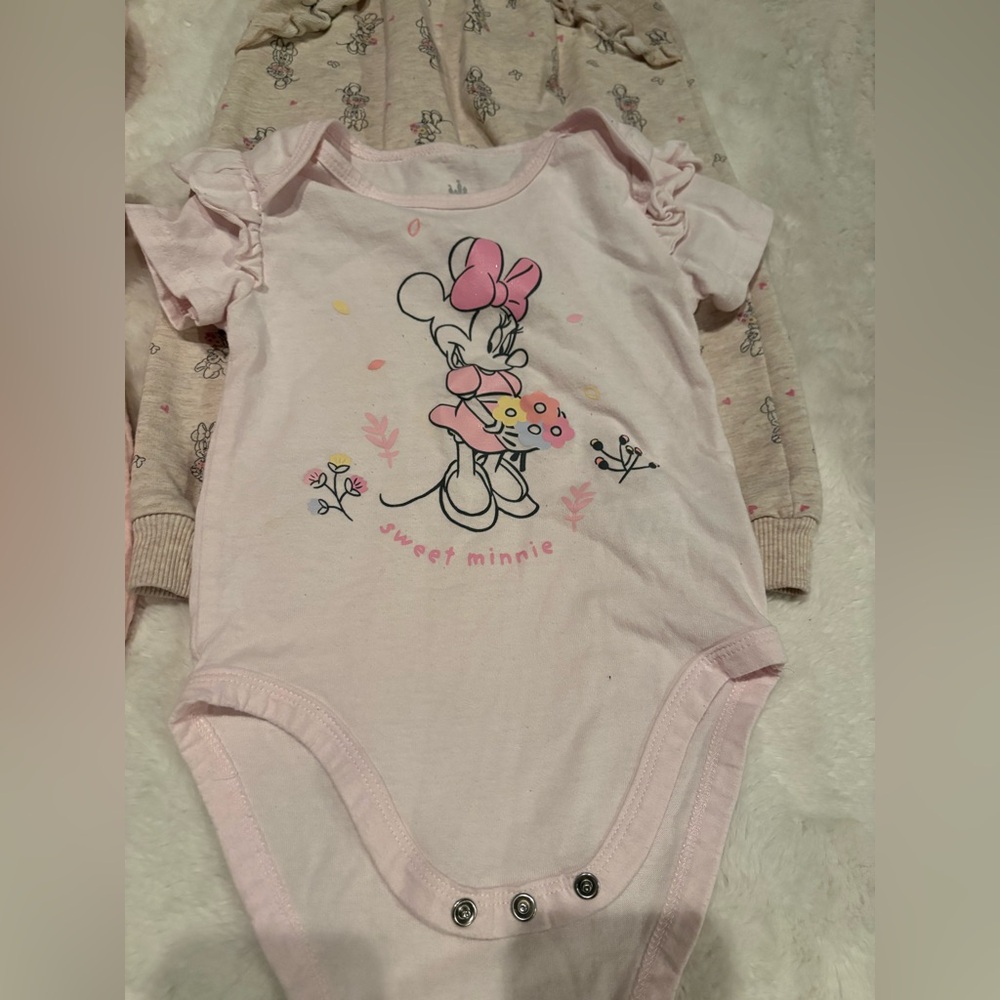 🌸5/$50🌸Disney Pink Minnie Mouse Three-Piece Baby Outfit - Picture 4 of 5